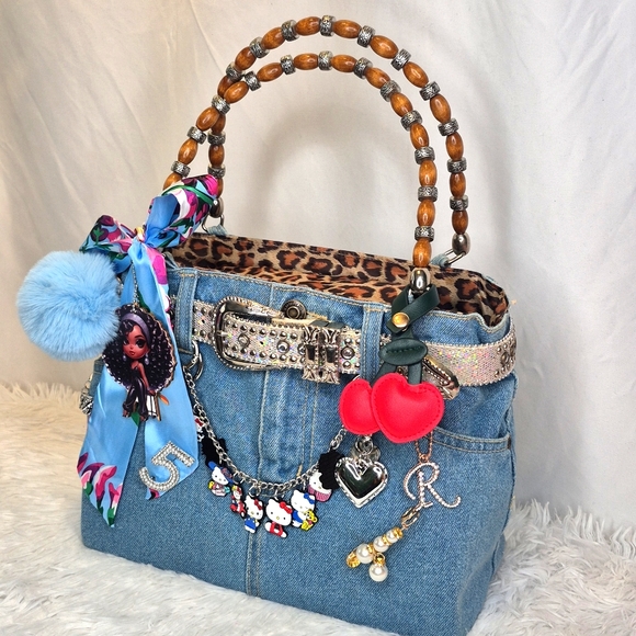 Stylish Denim and Leopard Print Women's Bag - Picture 7 of 9
